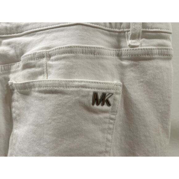Michael Kors Womens White Flare Denim Jeans Size 16 Slit Front Pants Zipper New - Picture 7 of 9